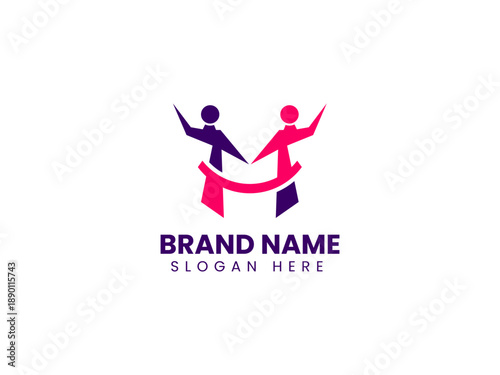 Modern letter H community logo vector illustration featuring people for social group identity