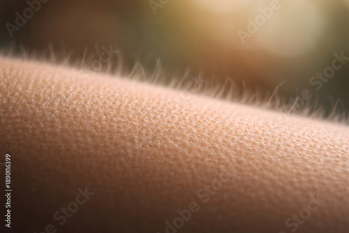 Close up of goosebumps, a reflex of hair follicles with an isolated background