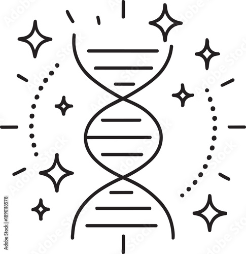 Scientific discovery and breakthrough in genetics line icon for medical research vector illustration