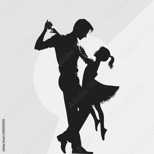 Canvastavla father holding dancing with daughter daddy daughter dance silhouette icon vector