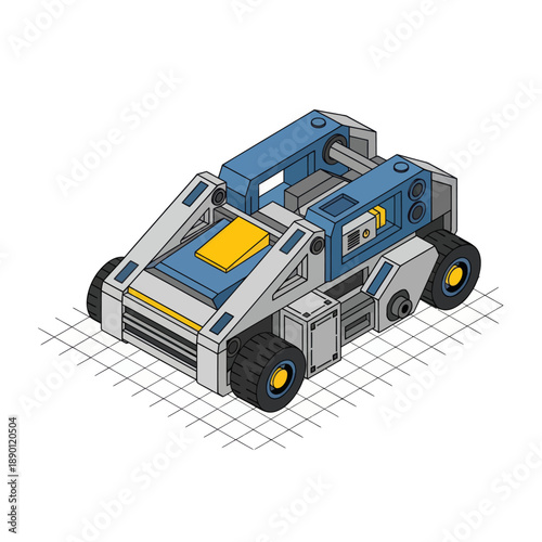 Isometric Illustration of a Mining Dump Truck.