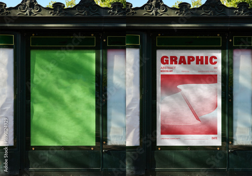 Mockup Of Customized Vertical Poster In Cabinet