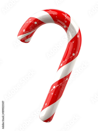 A festive Christmas peppermint candy cane with red and white stripes is a sweet holiday treat and sugar stick ornament isolated an iconic xmas celebration symbol