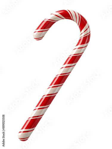 A festive Christmas peppermint candy cane with red and white stripes is a sweet holiday treat and sugar stick ornament isolated an iconic xmas celebration symbol