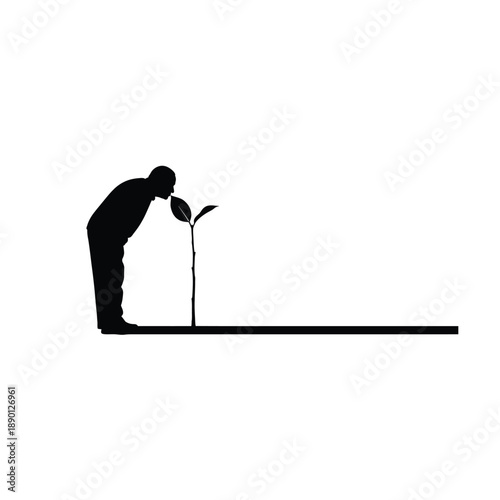 Man Nurturing Plant Silhouette