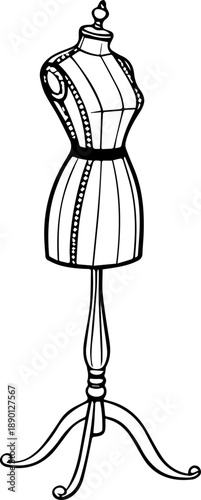 Dressmaker Mannequin Fashion Tailoring Black and White Vector