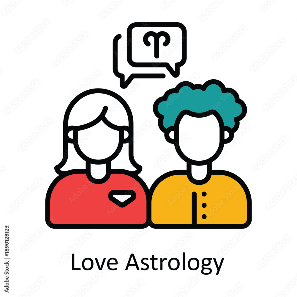 Obraz premium Love Astrology Filled outline icon style illustration. EPS 10 file