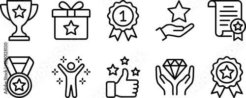 Set of 10 achievement icons vector