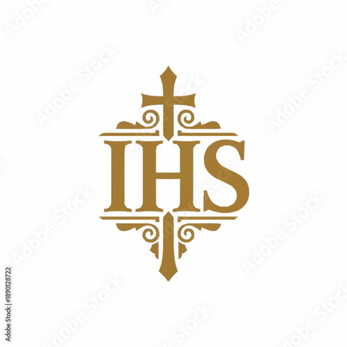 Sacred IHS Monogram Symbol of Jesus Christ Religious Iconography.