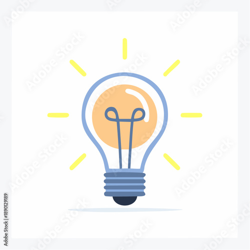 Flat vector illustration of light bulb icon turned off, clean minimal style