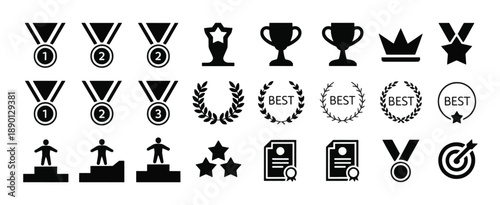 Professional Achievement and Competition Awards Icon Collection.