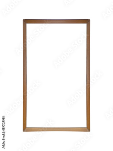Simple brown wooden picture frame is isolated.