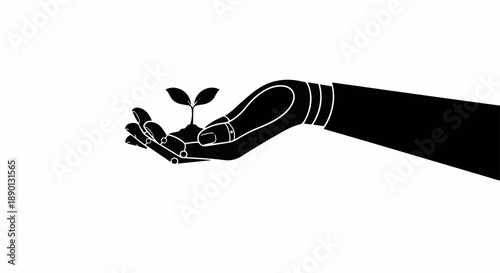 Gentle silhouette of a hand cradling a tiny seedling, symbolizing growth and new beginnings.