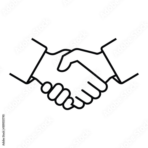Business handshake outline vector icon for corporate partnership and deal