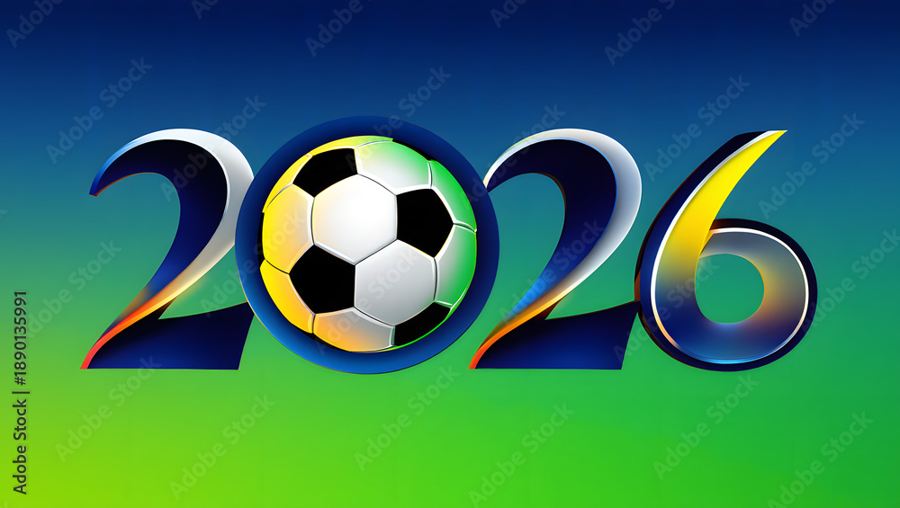 Obraz premium Vibrant 2026 Soccer Event Concept with Stylized Numbers and Gradient Background