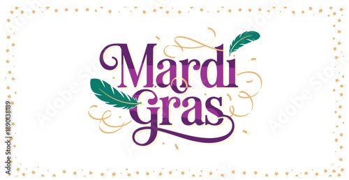 Mardi Gras Purple and Green Logo with Gold Accents