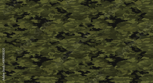 Camouflage Pattern with Abstract Digital Design in Shades of Green and Black