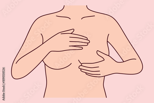 Clear anatomical guide demonstrating the hand placement for a thorough breast examination. Essential medical visual for patient education and breast cancer prevention campaigns.