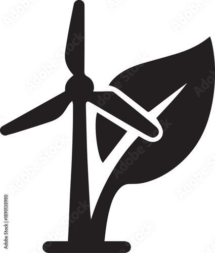 Wind Energy Turbine Icon – Renewable Power and Eco-Sustainability Symbol