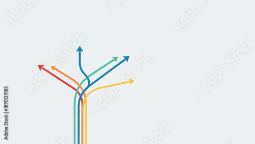 Multiple colorful arrows diverging to show different paths and choices