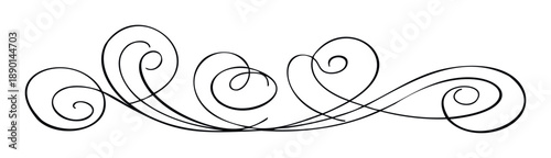 Create an elegant calligraphic scroll flourish ornament for decorative borders and dividers perfect for invitations, certificates, documents, and sophisticated design projects