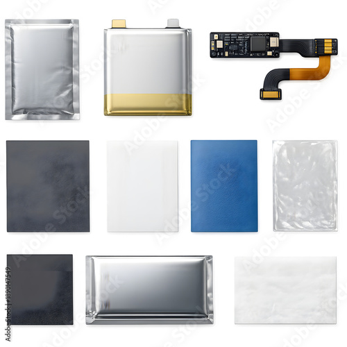 Smartphone Battery Internal Materials and Layers Isolated on White