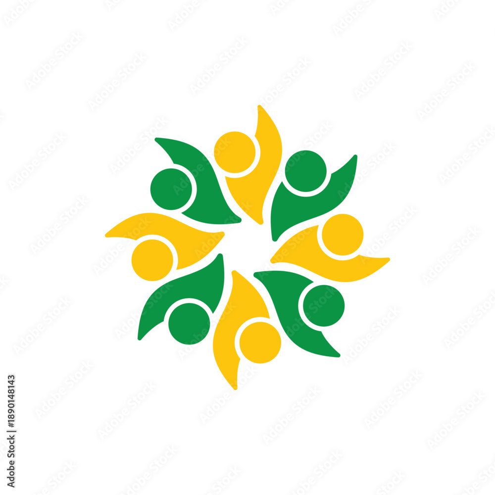 Fototapeta premium rotating successful people community logo design