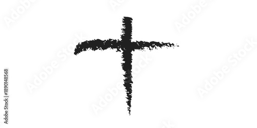 Christian cross vector. Black blotted cross. Vector illustration