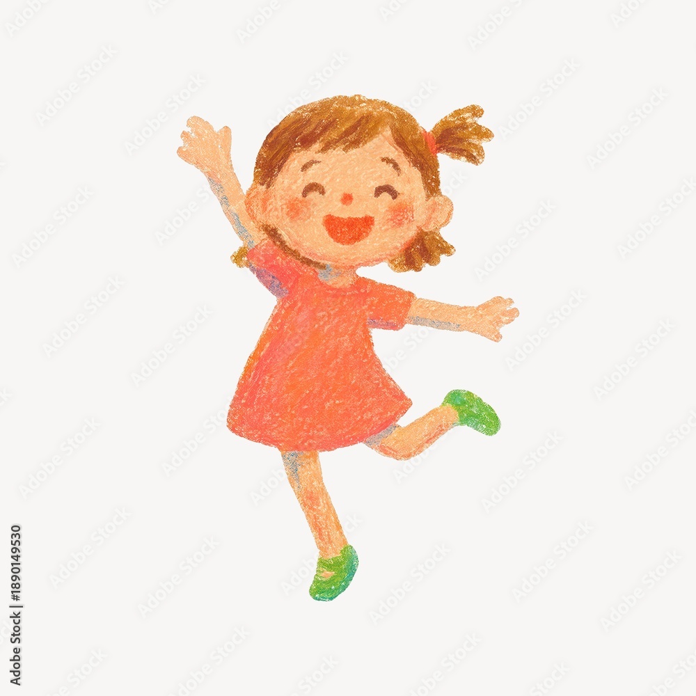 Fototapeta premium Joyful child in colorful drawing.