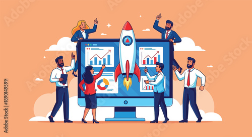 Business team celebrating successful project launch