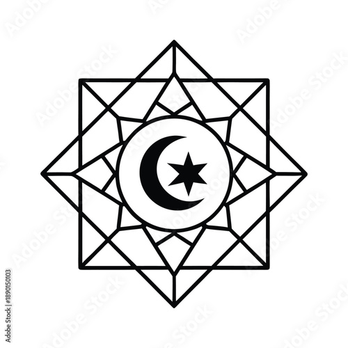 abstract ramadan pattern combining crescents star.