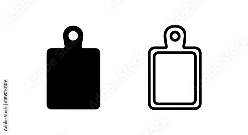 Square cutting board icon and outline, essential kitchenware for food prep