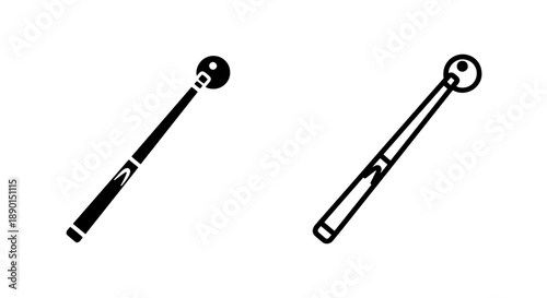 Drumstick icon and outline, for playing drums and percussion instruments