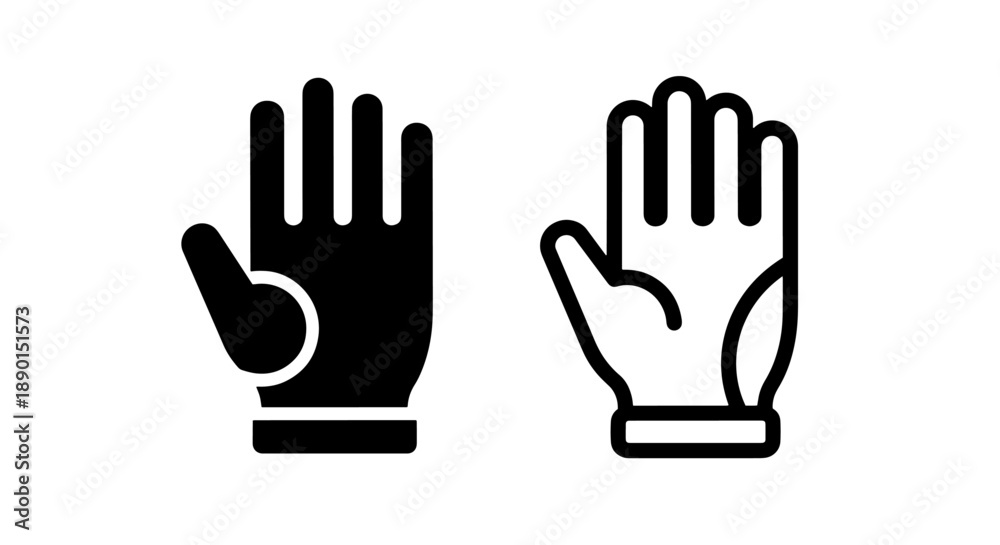 Fototapeta premium Protective Glove Icon Collection: Essential Hand Safety Gear in Outline and Silhouette