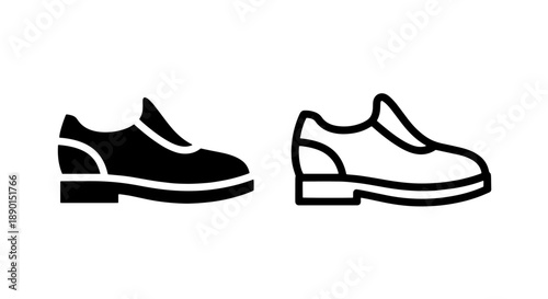 Dress Shoe Icon Set: Filled Black and Outline for Business and Formal Occasions