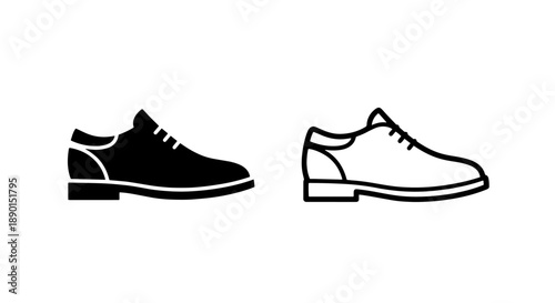Oxford Shoe Icon Duo: Solid and Outline Styles for Business Attire