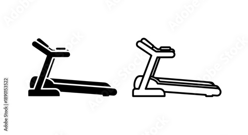 Modern Treadmill Running Machine Icon Set for Fitness, Exercise, and Gym Applications