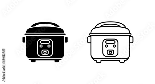 Minimalist Rice Cooker Household Appliance Icon Set for Digital Designs