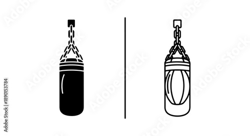 Hanging Punching Bag Boxing Equipment Icon for Fitness and Sports Apps
