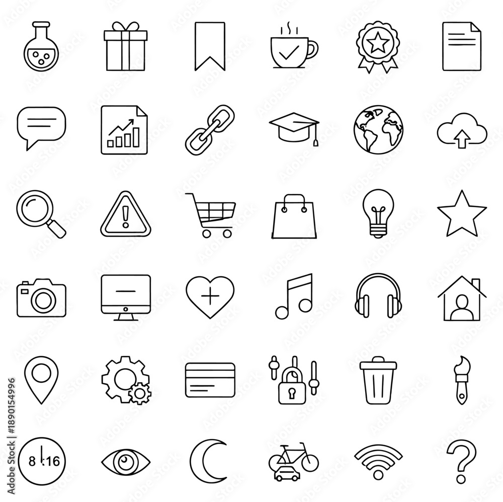 Fototapeta premium Set of line icons related to speaking, discussion, speech. Outline icons collection