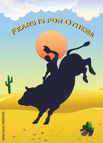 Man riding bucking bronco in rodeo wild west