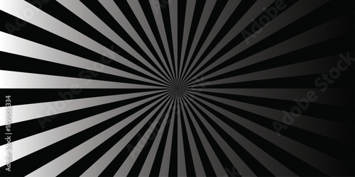 Retro vintage grunge black and white radial burst sunburst ray pattern. Sunburst vector copyspace background. Vintage sunrays illustration swirl line. Abstract circuses, stripe background design.