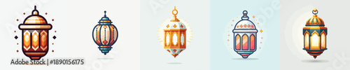 Lantern vector. Ramadan theme. Vector, minimalist, illustration, icon set.