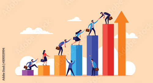 Business growth and teamwork concept illustration