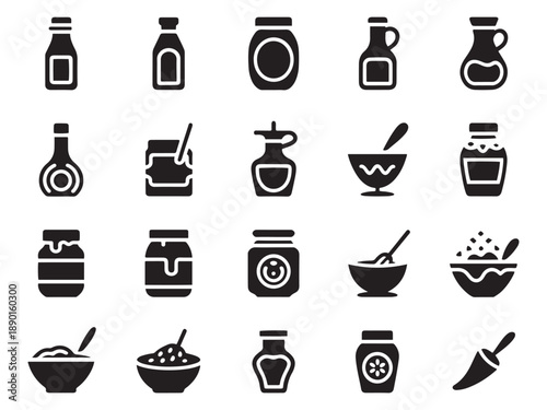 Collection of 20 food ingredient icons for culinary and kitchen design projects