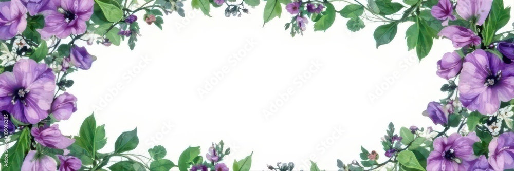 Fototapeta premium Elegant green & purple floral wreath, wedding frame , floral, nature