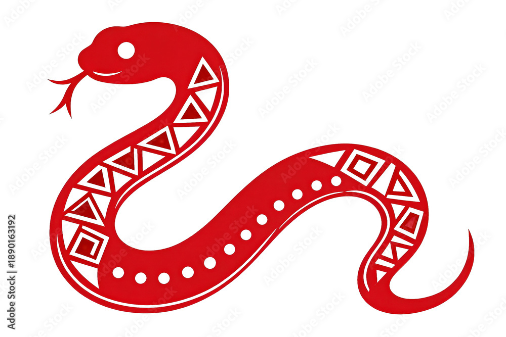 Obraz premium Red Paper Cut Snake with Geometric Patterns