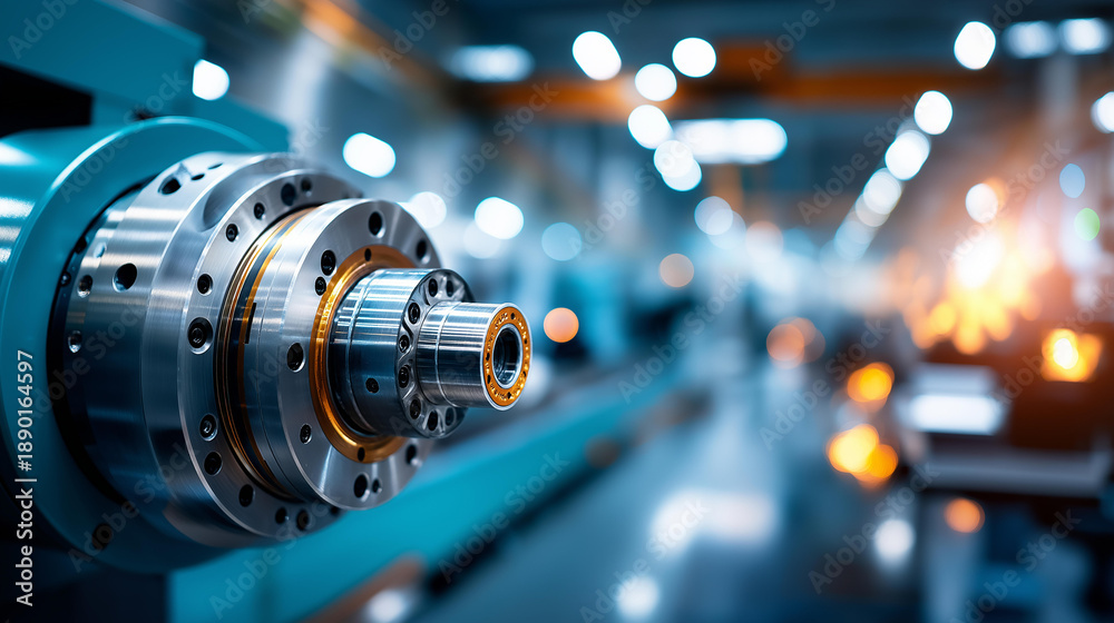 Fototapeta premium Manufacturing equipment in industrial factory, production machinery, facility operations, processing systems, assembly line equipment, defocused plant interior, with copy space