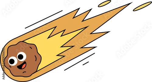 Cute meteor comet character flying in space illustration