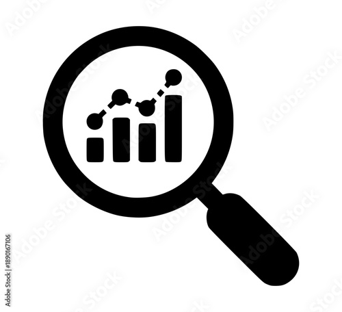 Magnifying Glass Over Analytical Chart Indicating Growth Trends
